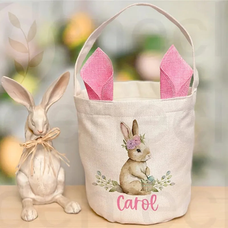 Personalised Easter Egg Hunt Basket | Vintage Bunny Sack Easter Gift Basket Peaceful Pleasures Health and Wellness