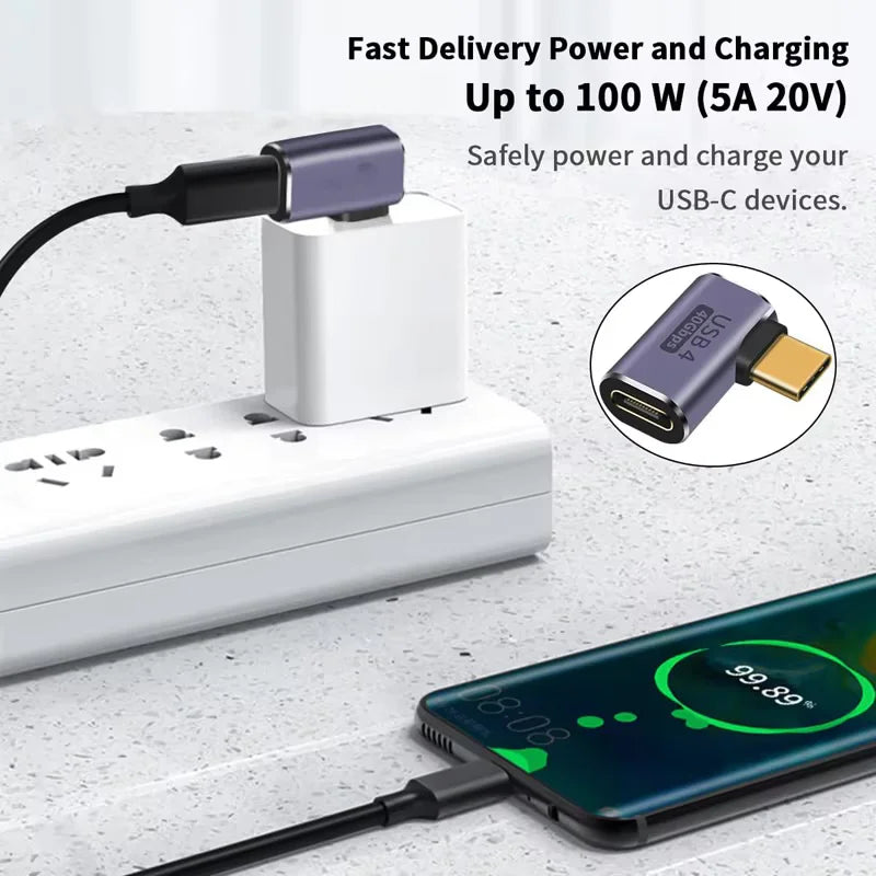 USB4 40Gbps 90° Type-C Adapter | 100W PD & 8K 60Hz