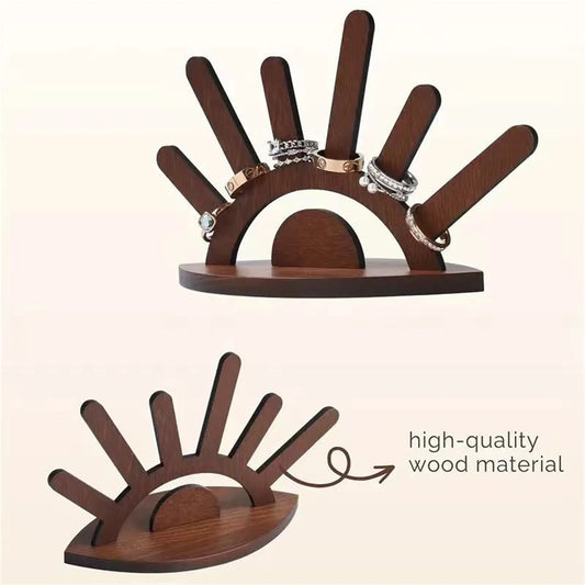 Creative Wooden Jewelry Display Stand Rings Holder Handcrafted Organizer for Necklaces Earrings Home Decor Gift Peaceful Pleasures Health and Wellness