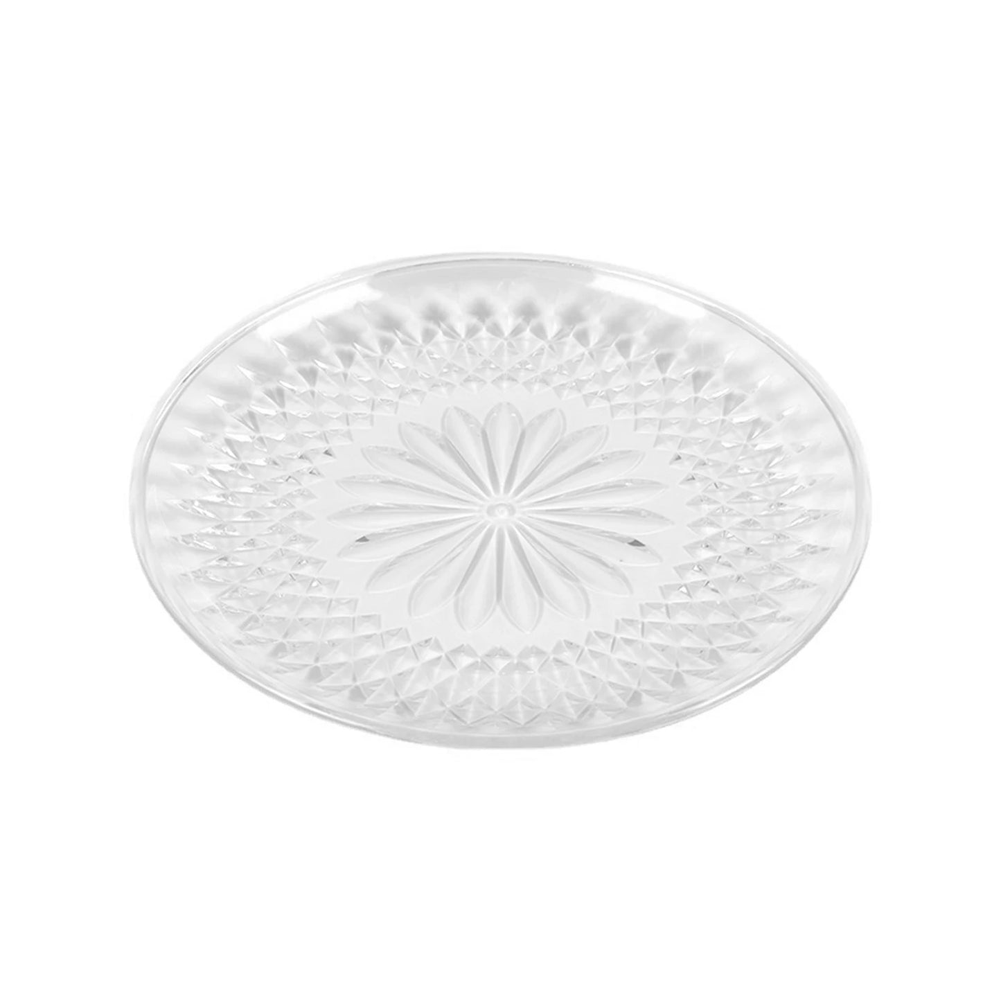 Clear Embossed Fruit & Snack Serving Tray | PET Plate 15–30cm