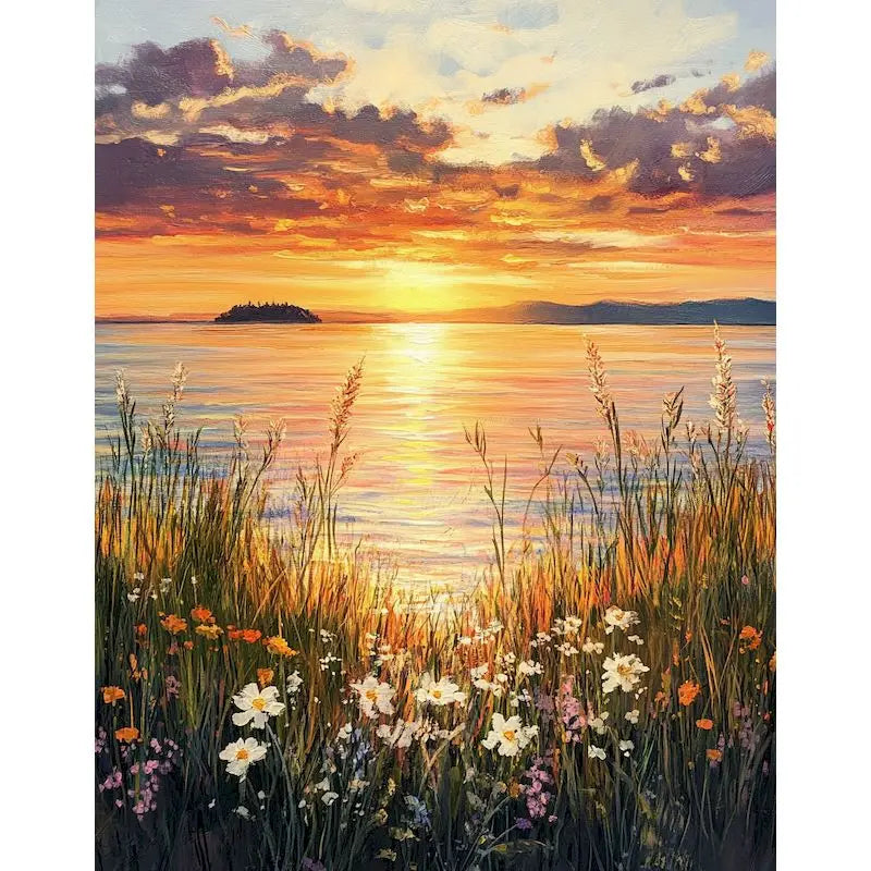 GATYZTORY Oil Painting By Numbers Frame Canvas Painting Sunset Seascape Number Painting Wall Decor Diy Gift Drawing By Number Peaceful Pleasures Health and Wellness 111-4 20x30cm Unframed