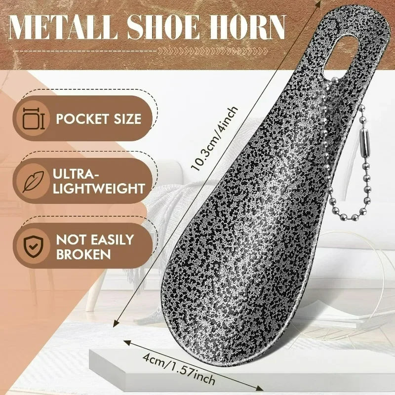 Vintage Mini Metal Shoehorn | Keychain Travel Shoe Helper Keychain Shoehorn Peaceful Pleasures Health and Wellness