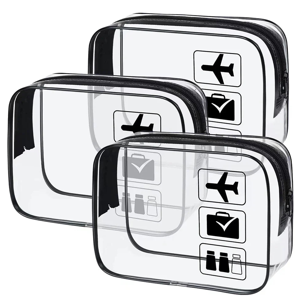 Clear PVC Travel Toiletry Bags – Waterproof Set of 3