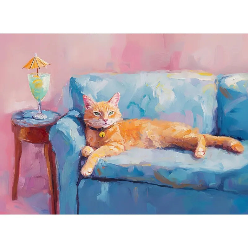 Vintage Trendy Cute Black Cat with Disco Ball&Tropical Drink Cocktail Poster Canvas Painting Wall Art Pictures Home Decor Gift Peaceful Pleasures Health and Wellness 11 20x30cm Unframed
