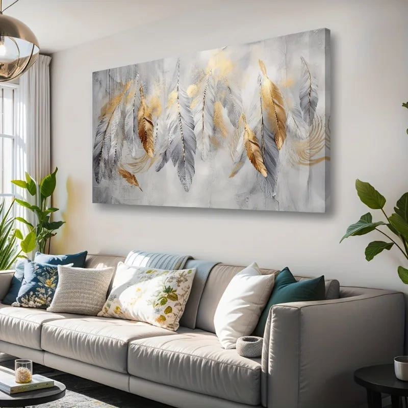 Feather Abstract Canvas Wall Art | Modern Living Room Décor Canvas Wall Art Peaceful Pleasures Health and Wellness