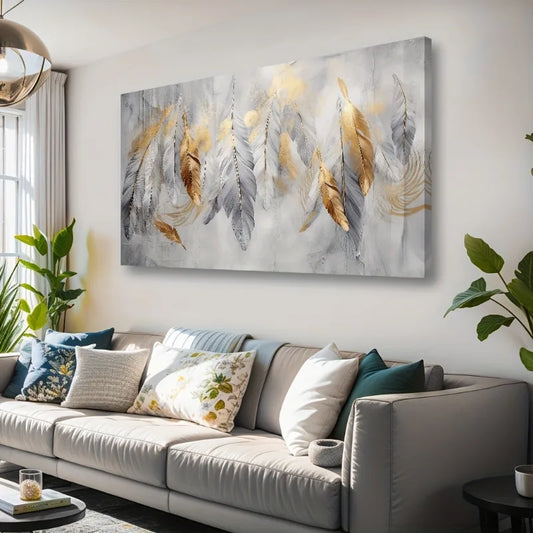 Feather Abstract Canvas Wall Art | Modern Living Room Décor Canvas Wall Art Peaceful Pleasures Health and Wellness