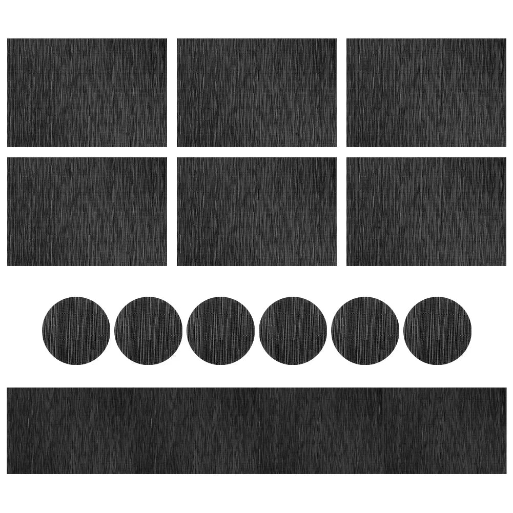 12/13pc Set Placemats Table Place Mats with Coasters Premium Heat Resistant Washable Tableware Christmas Dining Table Mats Peaceful Pleasures Health and Wellness 13pcs Black 1 Set