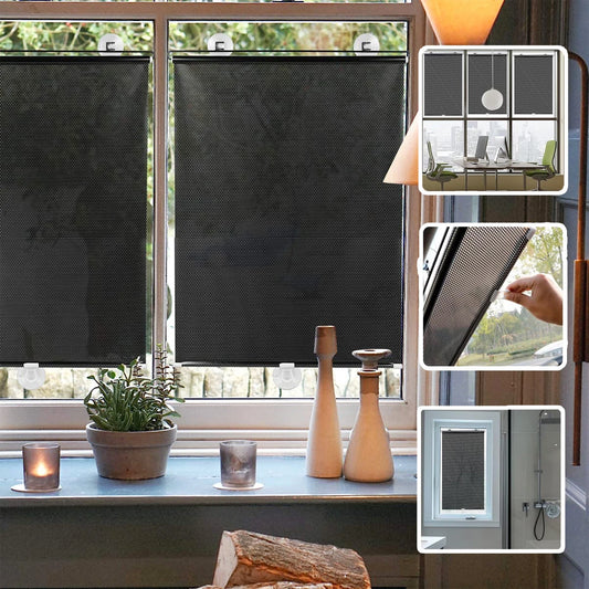 Blackout Roller Blinds Home Windows Sunshade Nail-Free Curtain Car Bedroom Kitchen Office Window Cover Blind Curtains Privacy Peaceful Pleasures Health and Wellness