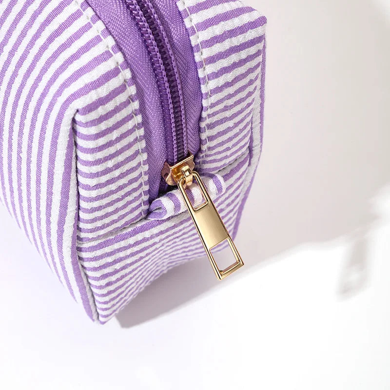 2-Piece Striped Makeup Bag Set | Travel Cosmetic Organizer
