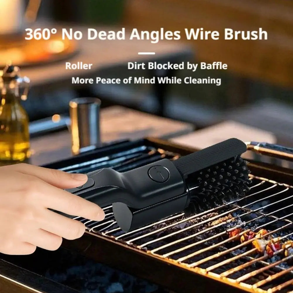 180° Rotatable Head Deep Electric Cleaning Grill Brush Heavy Oil Barbecue Cleaning Grid Brush Outdoor Camping Kitchenware Tools Peaceful Pleasures Health and Wellness