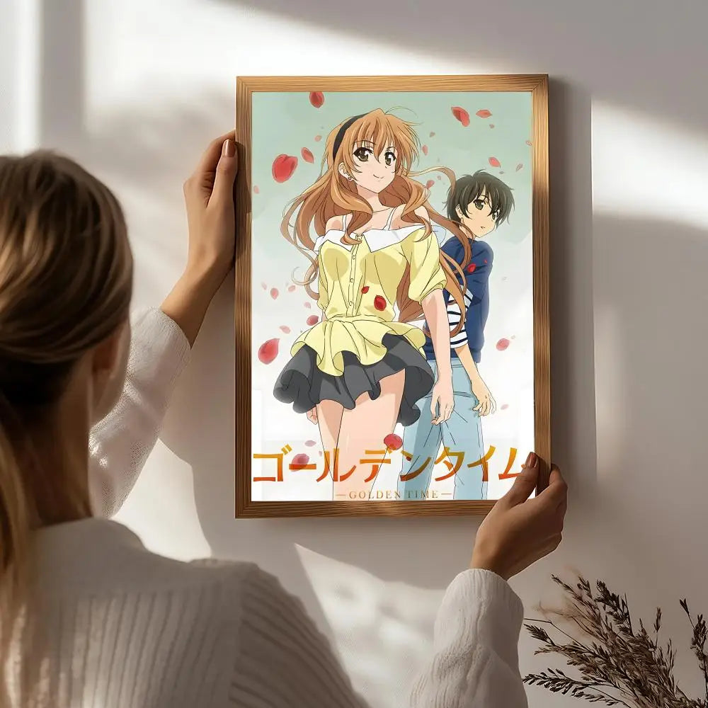 Golden Time Anime HD Self-Adhesive Waterproof Wall Poster Anime Wall Poster Peaceful Pleasures Health and Wellness White8 15X20cmNoframe
