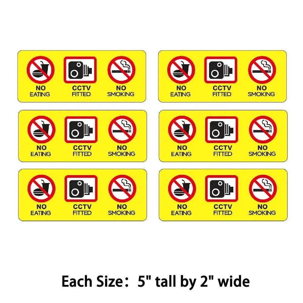 6 x No Eating Drinking Stickers Decal For Car Home Taxi Peaceful Pleasures Health and Wellness