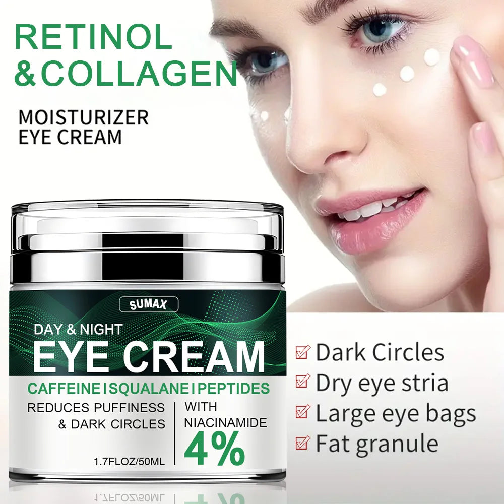 50ml Retinol Eye Cream Day and Night Anti Dark Circles Eye Puffiness Repair Moisturizing Firming Creams Eyes Skin Care Products Peaceful Pleasures Health and Wellness