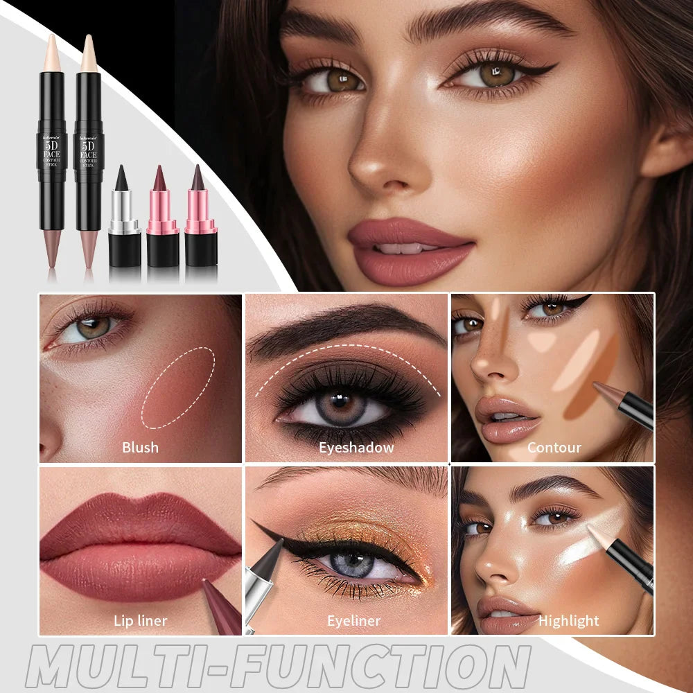 5D Makeup Combo Set – Contour, Eyeliner & Lipstick