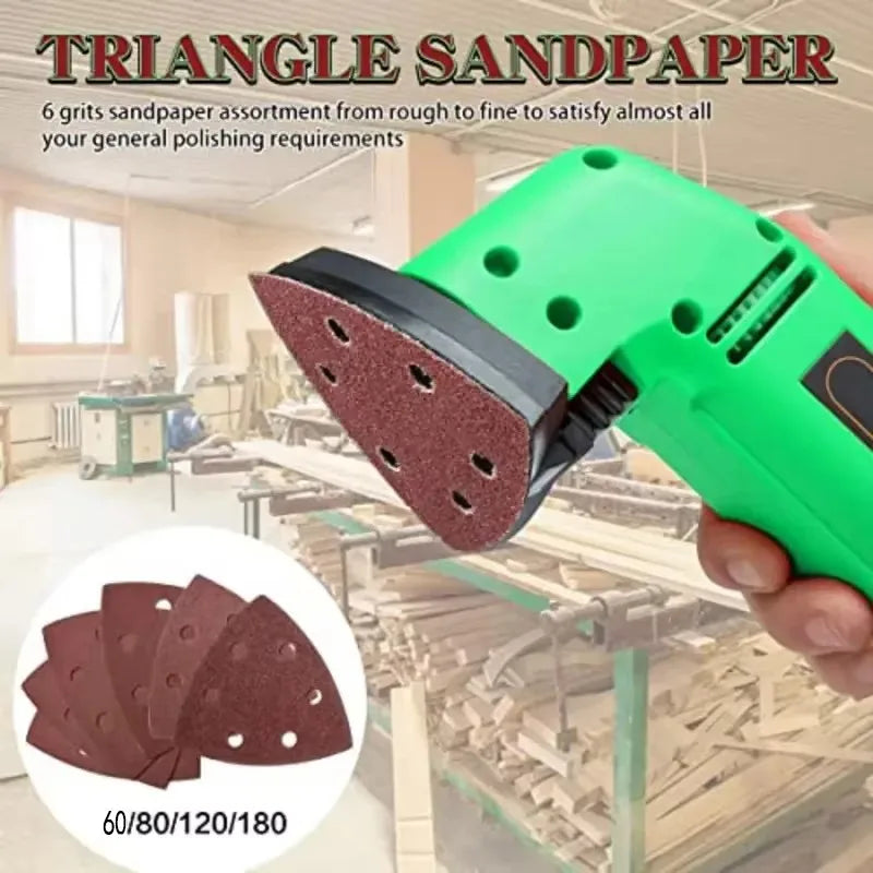 Triangular Sanding Pads Detail Sander Red Flocked 6-Hole Sandpaper