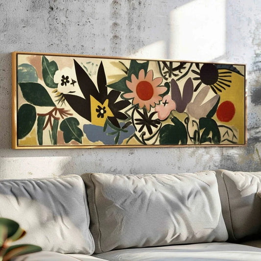 Floral Pattern Printing Canvas Wall Art Mid Century Modern Art Minimalist Wall Decor Large Wall Art - Above Bed/Sofa Print Peaceful Pleasures Health and Wellness ZLH4212 40x120cm No Frame