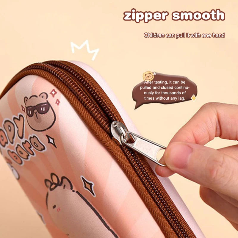 3D Capybara Pencil Case – Waterproof Large Capacity Pen Pouch