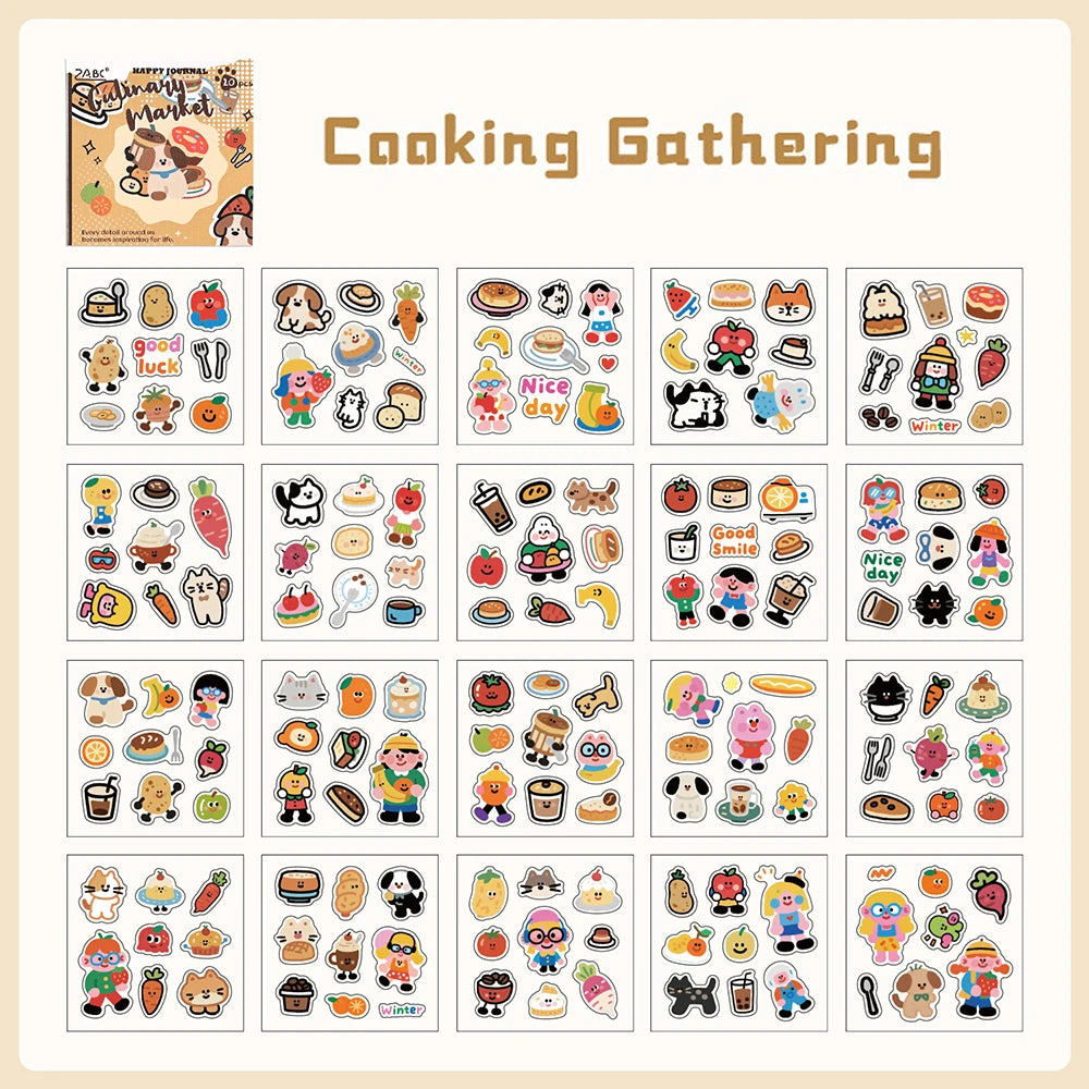 20 Sheets Happy Record Series PET Handbag Sticker Book Student