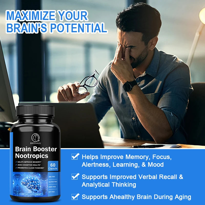 Phosphatidylserine 100mg Capsules – Memory & Focus Brain Support Nootropic Supplement Peaceful Pleasures Health and Wellness