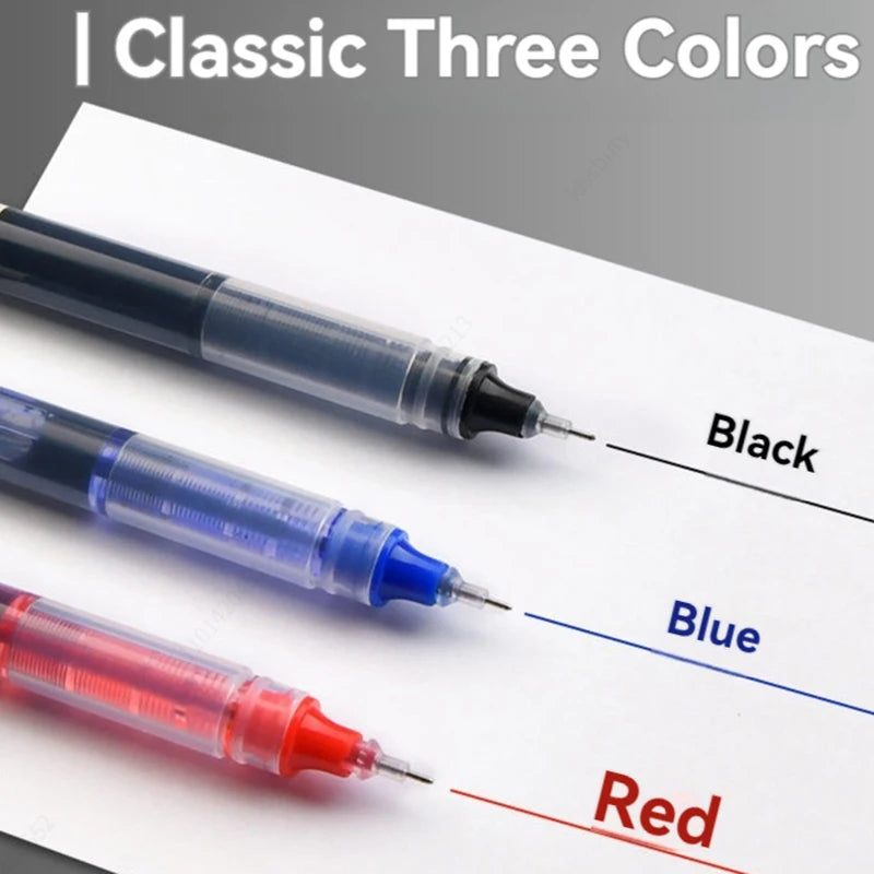 3-24Pcs Straight Liquid Gel Pen Quick-drying, Large-capacity 0.5mm Black Blue Ink for Writing School Office Stationery Supplies Peaceful Pleasures Health and Wellness