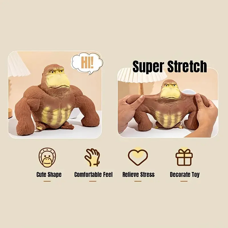 Squeeze Gorilla Figurine – Funny Stretchable Monkey Desk Ornament
