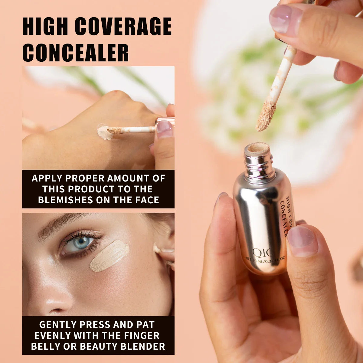 QIC Liquid Concealer – Full Coverage, Moisturizing & Waterproof