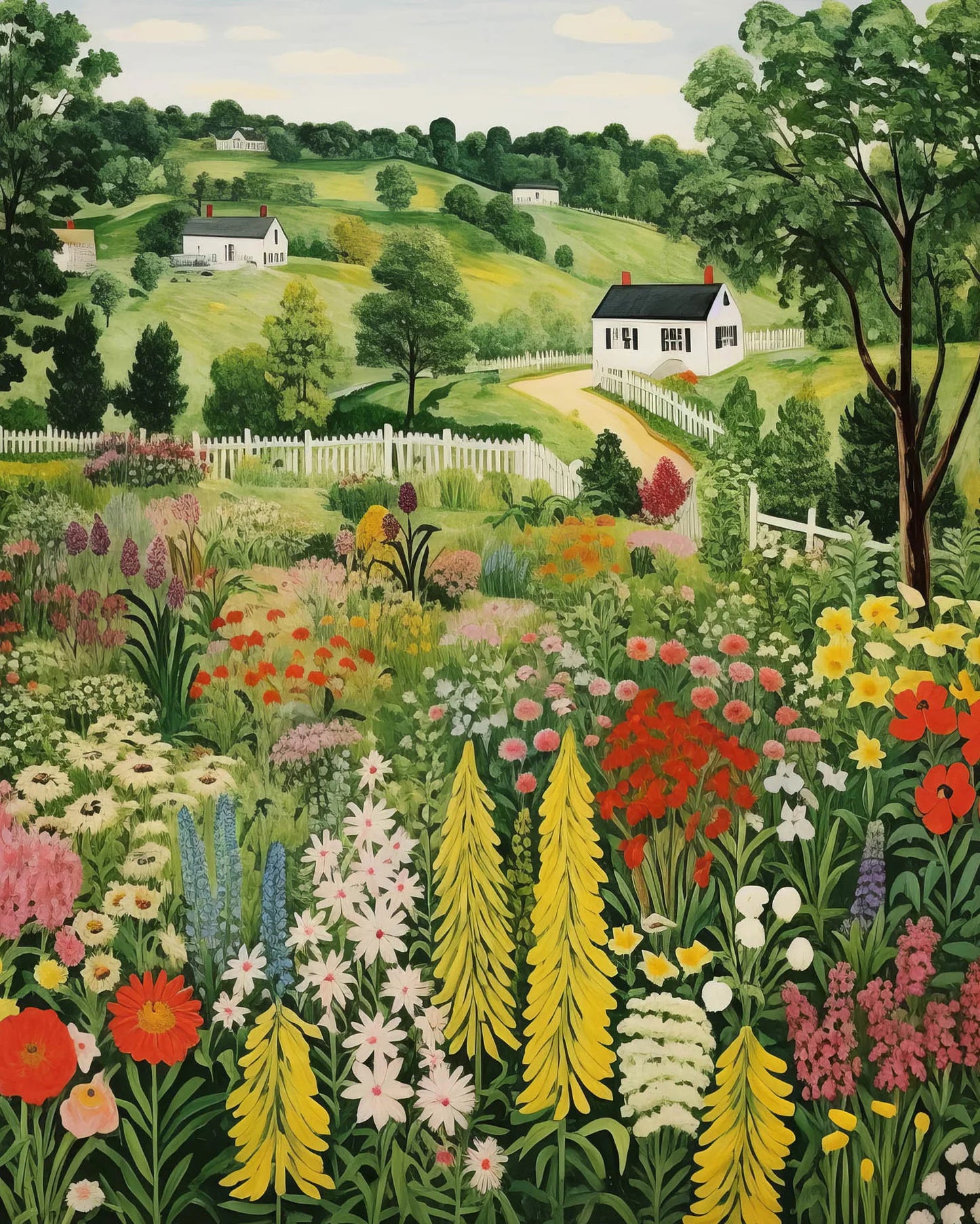 Country Road Church and Community Poster Landscape Scenery Canvas Painting American Folk Wall Art Picture Living Room Home De Peaceful Pleasures Health and Wellness 2 40x50cm Unframed