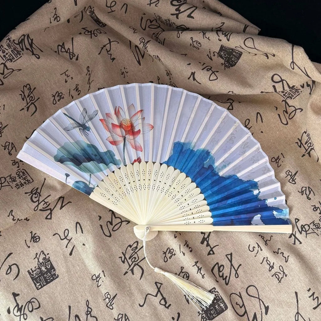 Bamboo Silk Folding Fan – Hanfu Dance, Photo Prop & Decor