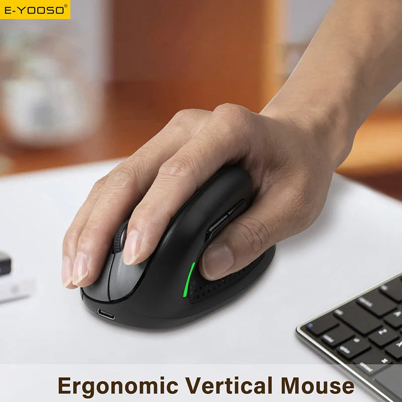 E-YOOSO X-45 Tri-mode Wireless Mouse Vertical Ergonomic 2.4G/Bluetooth/Type-C Wired 5 DPI, Rechargeable, for PC/Laptop/Mac Peaceful Pleasures Health and Wellness
