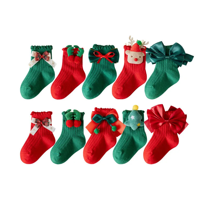 Kids Cotton Christmas Socks 5 Pairs | Cartoon Warm Socks