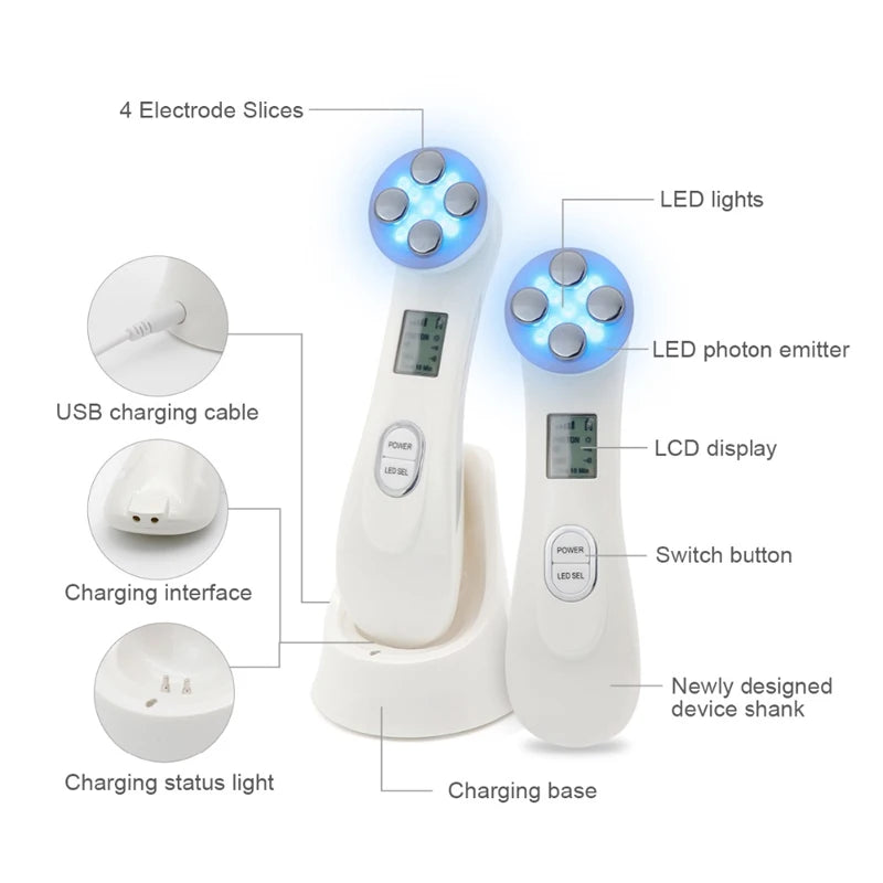 Promotion High Frequency Facial Beauty Machine 5 in 1 Facial Massager Microcurrent Rechargeable Facial Frequency Wand Peaceful Pleasures Health and Wellness