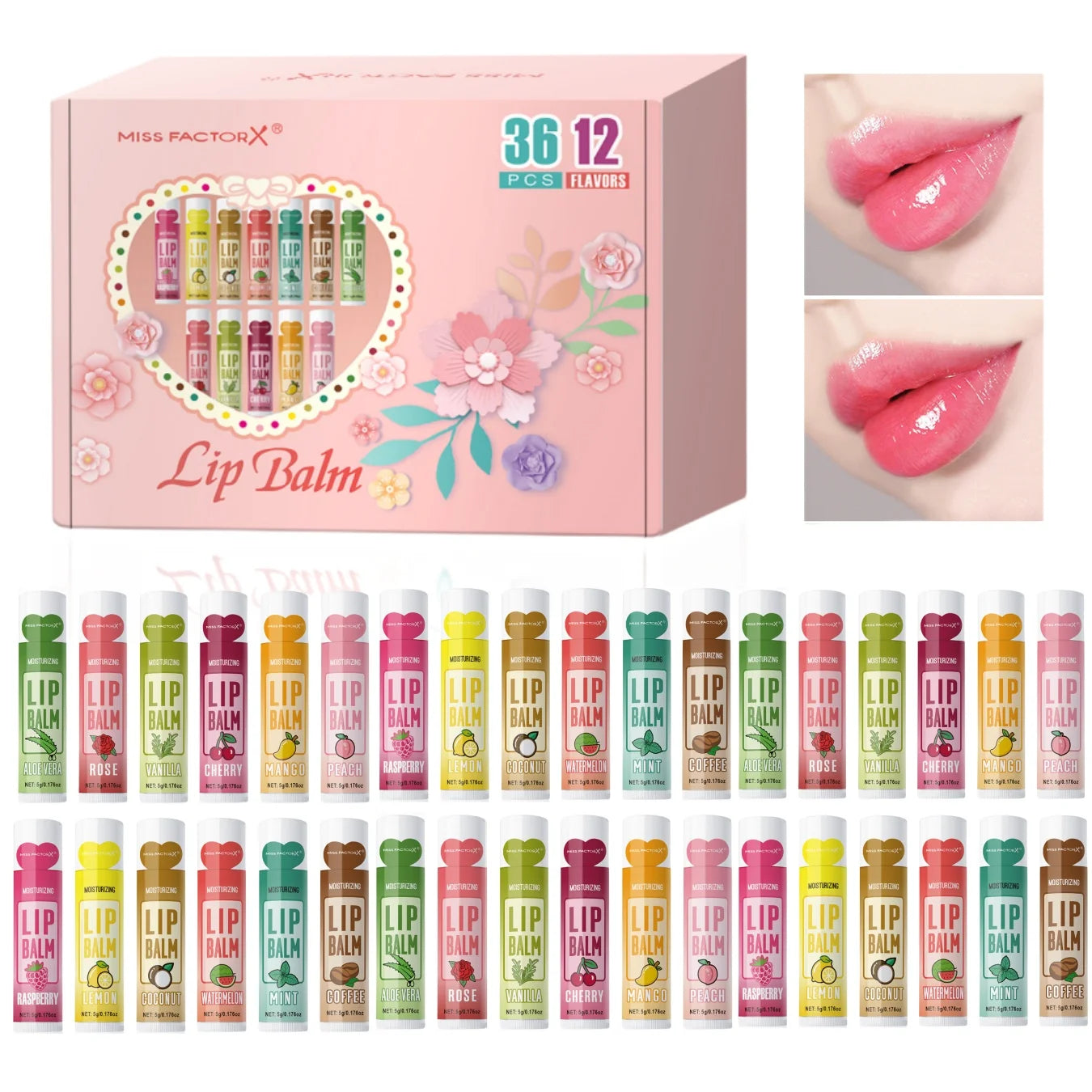 36PCS Moisturizing Lip Balm set 5g deep moisturizing and brightening lips Party gift for friends Peaceful Pleasures Health and Wellness