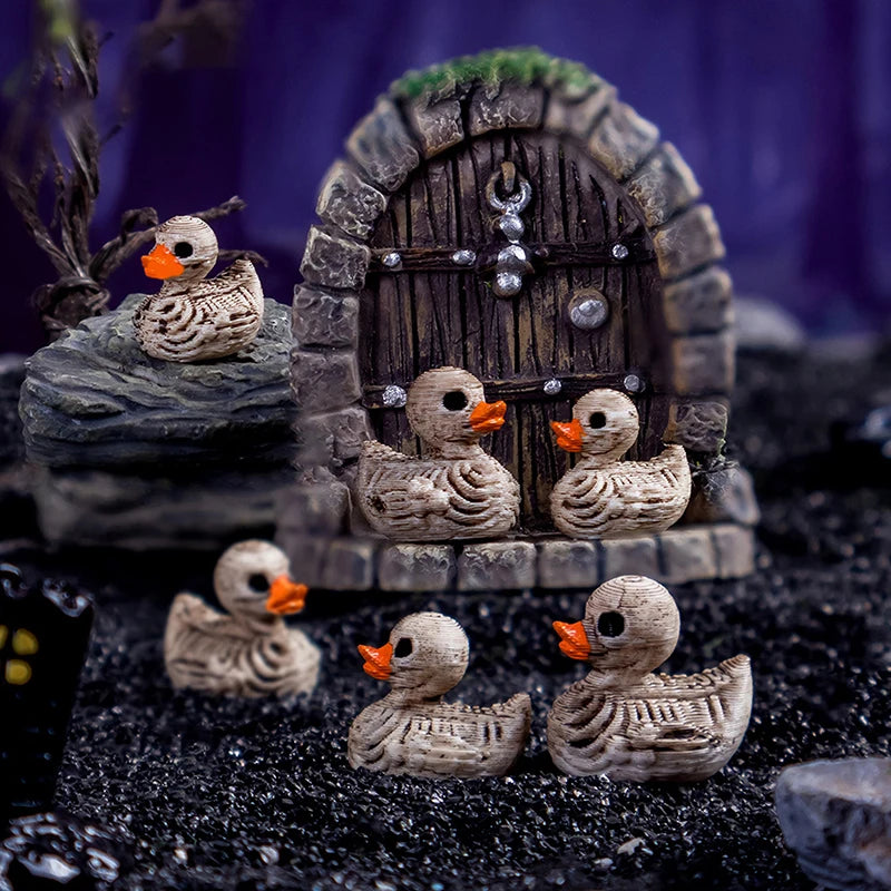 5-Pack Halloween Resin Duck Miniatures | Spooky Mini Figurines