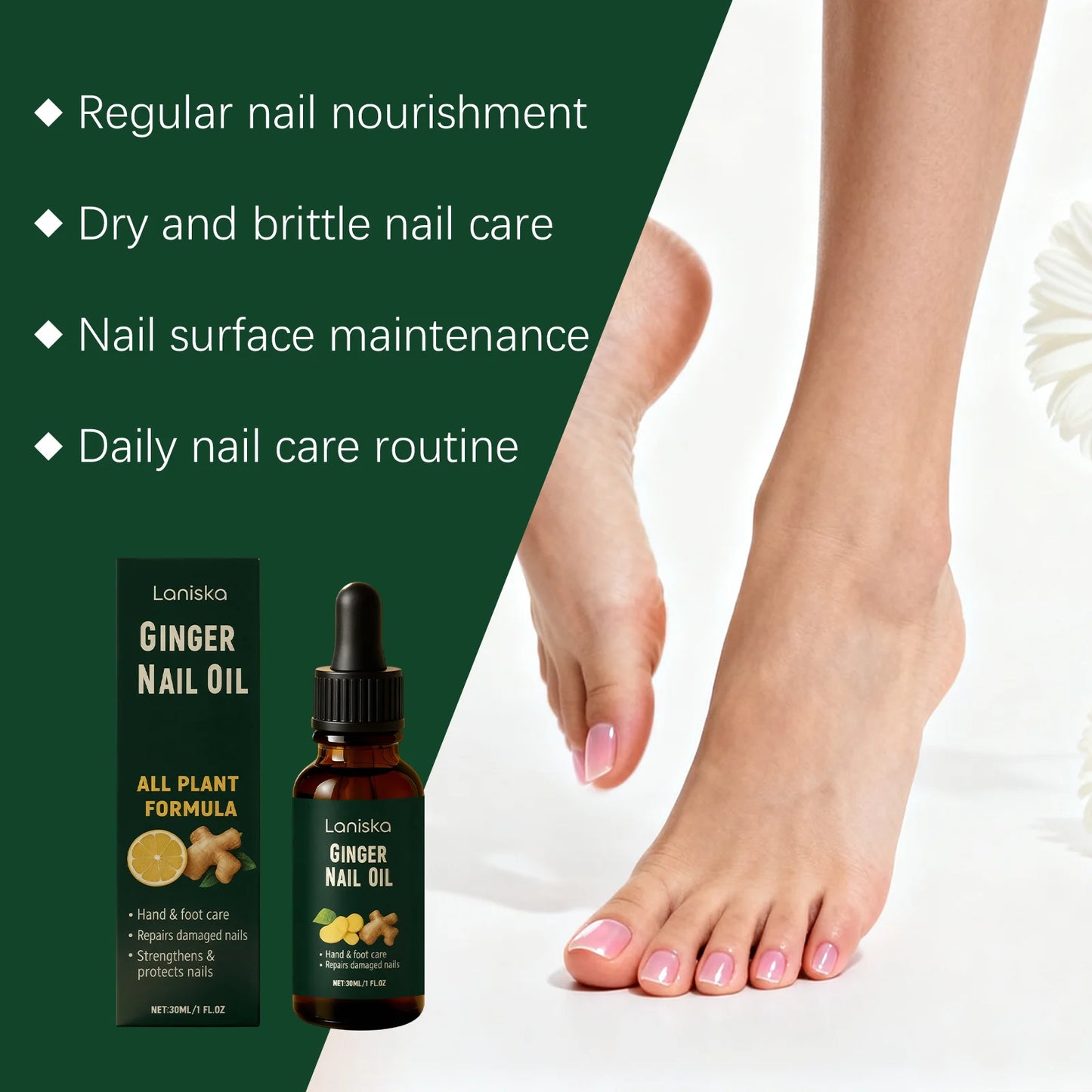 Ginger Nail Oil Fungus Treatment Repair Brittle Damaged Nails Anti Breakage Paronychia Onychomycosis Toe Nail Fungus Care Liquid Peaceful Pleasures Health and Wellness