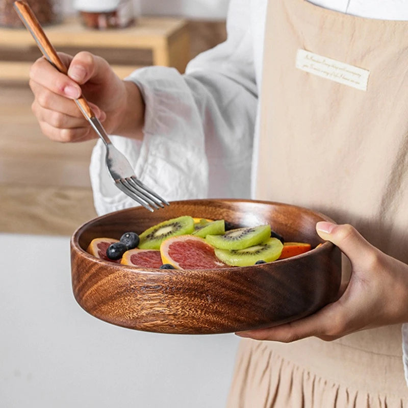 Solid wood bowl Walnut Boat Bowl Creative wooden salad bowl Fruit bowl Vintage storage home kitchen utensils Peaceful Pleasures Health and Wellness