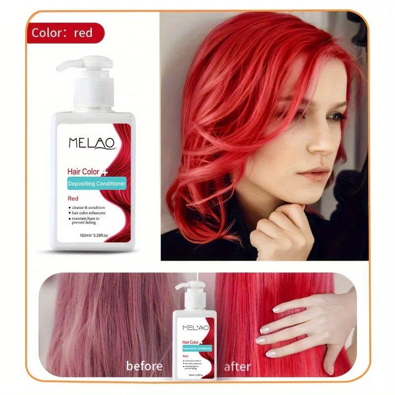 MELAO Hair Dye - Semi Permanent Hair Color Depositing Conditioner, Cruelty-free Peaceful Pleasures Health and Wellness red
