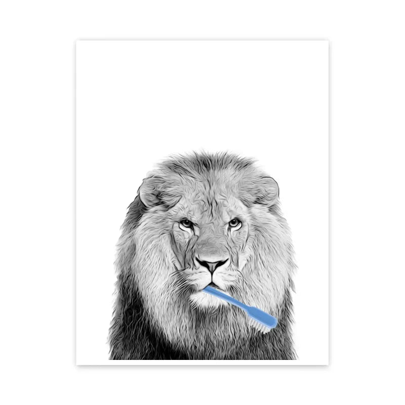 1pc frameless Canvas painting Cat Giraffe Dog Elephant Toilet Paper Bathtub Funny Bathroom Poster Print Canvas Painting Wall Peaceful Pleasures Health and Wellness