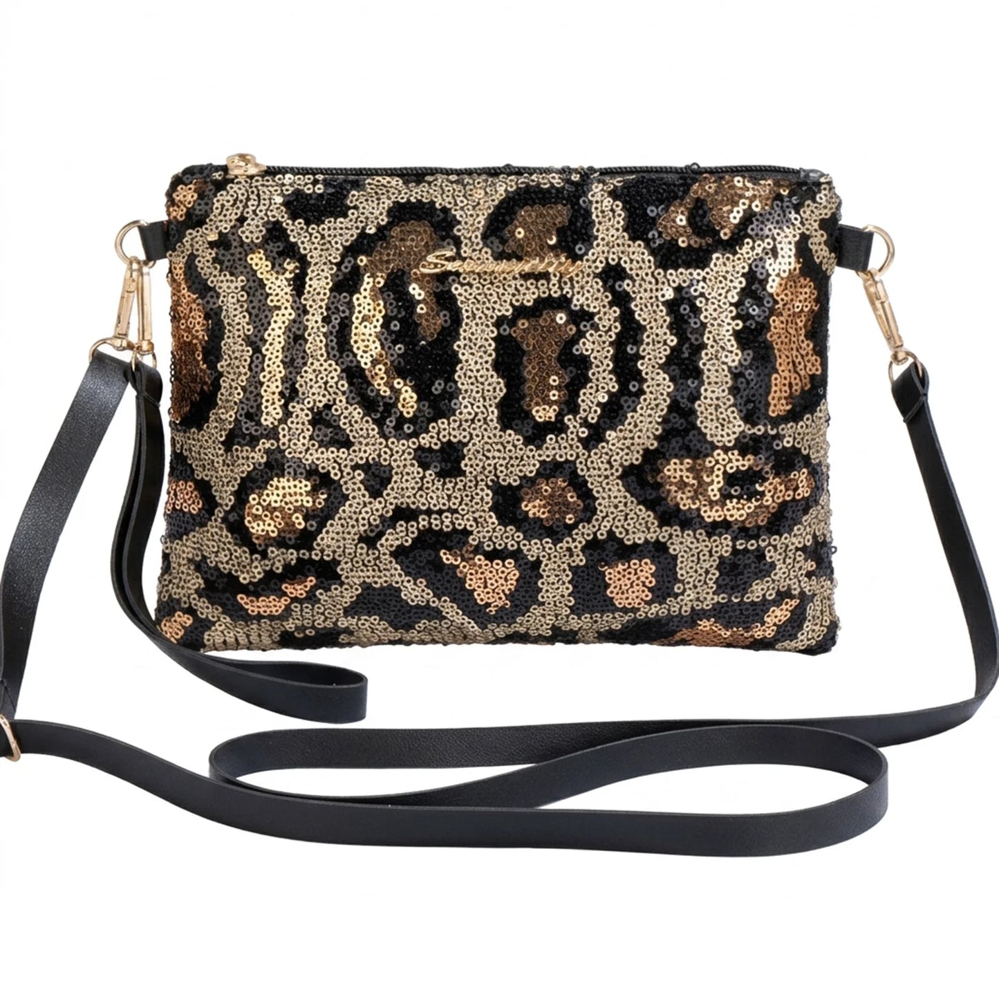 Women's Sequin Leopard Crossbody Shoulder Bag & Clutch