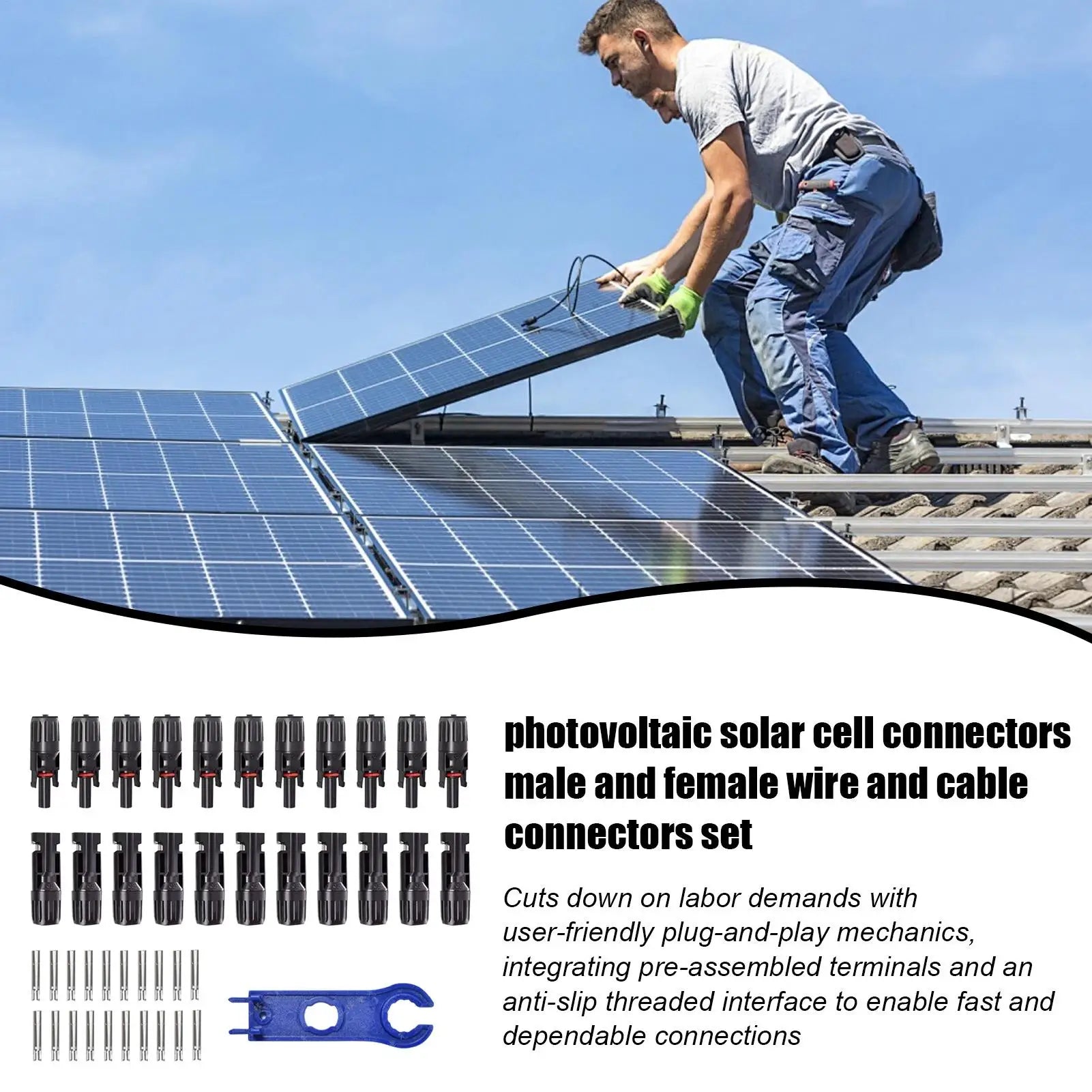 MC4 Solar Panel Connectors 10-Pair Waterproof Kit + Spanner Solar Cable Connectors Peaceful Pleasures Health and Wellness