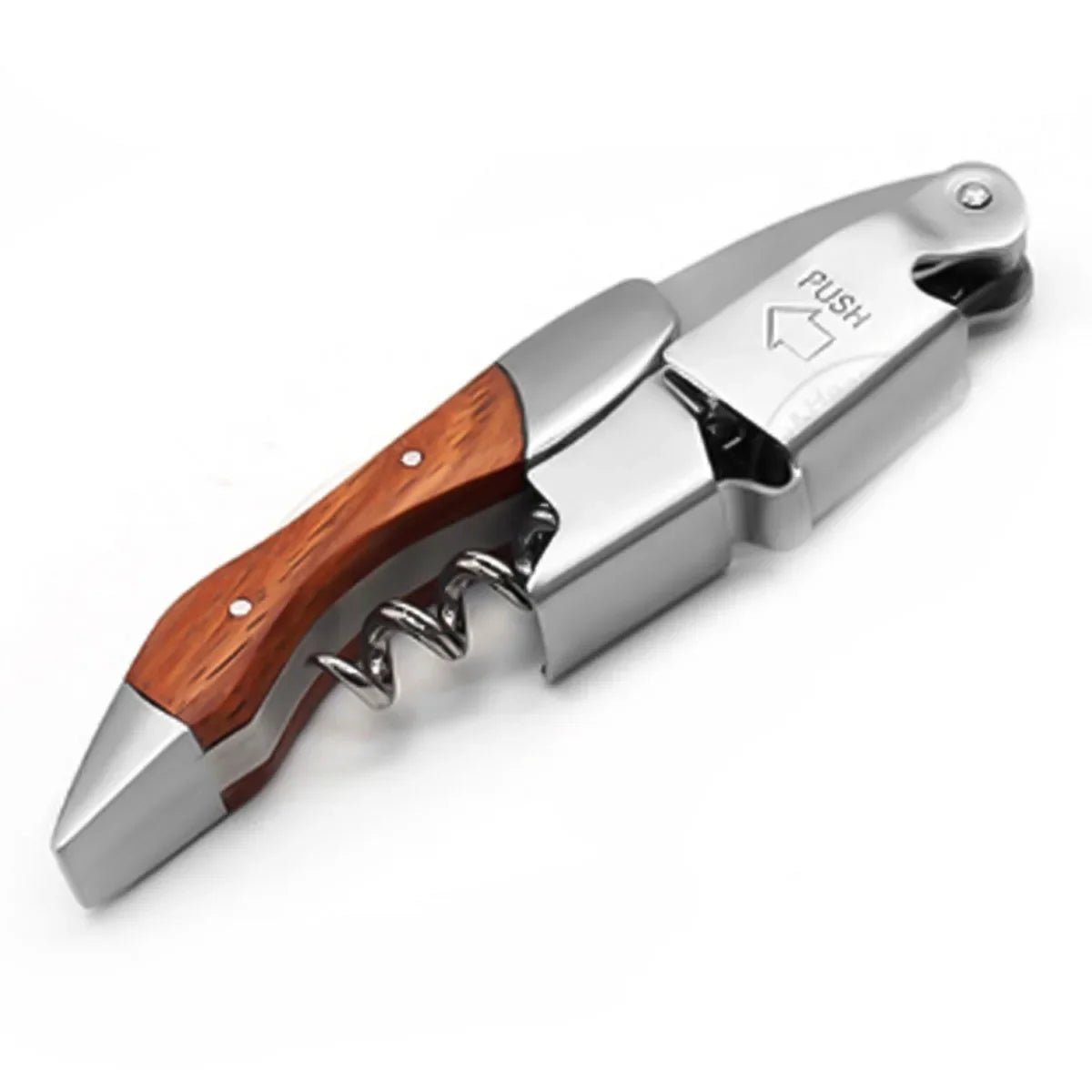 Wine Opener, Double Hinged Manual Wine Key for Bartender, Server, Waiter, Stainless Steel Wine Bottle Opener Corkscrew Peaceful Pleasures Health and Wellness A