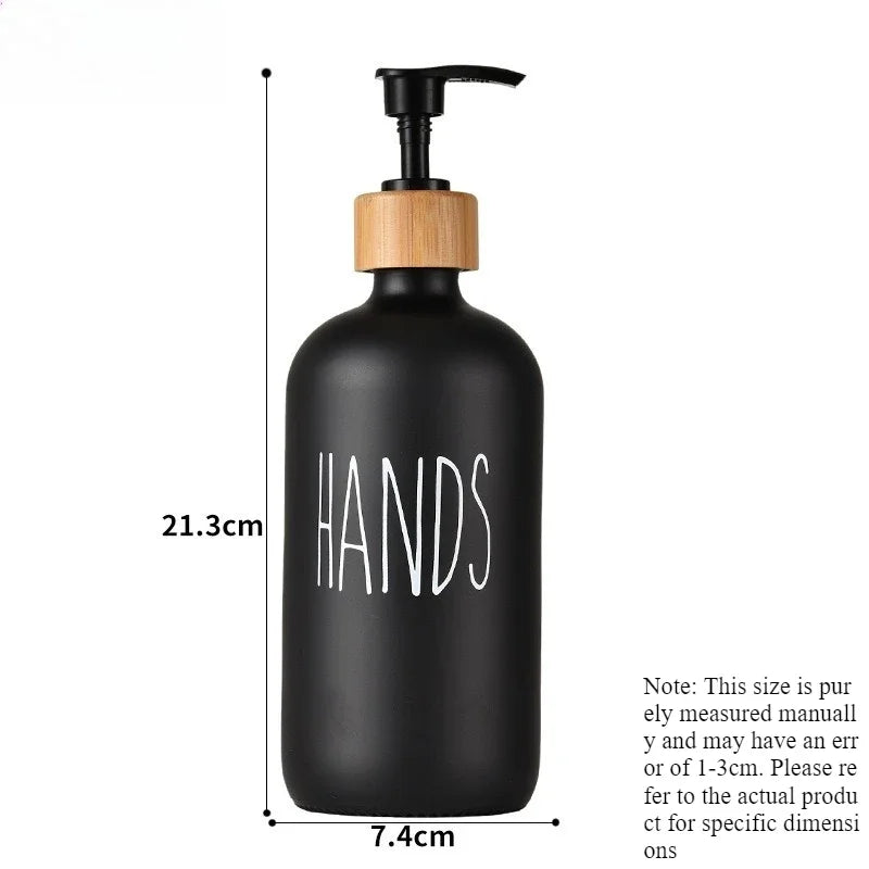 2Pcs 500ml High Quality Glass Soap Dispenser Pump Bottle Refillable Empty Hand Soap Lotion Subpackage Bottle with Wooden Cushion Peaceful Pleasures Health and Wellness