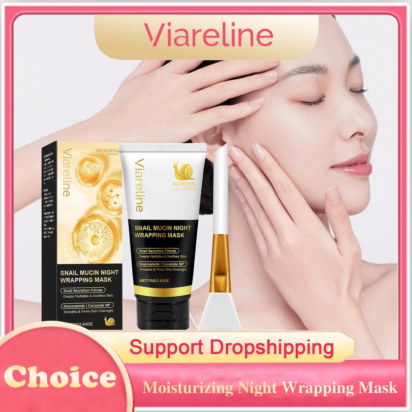 Moisturizing Night Wrapping Mask Hydrating Firming Brightening Fade Fine Lines Rejuvenating Smoothing Snail Essence Facial Mask Peaceful Pleasures Health and Wellness