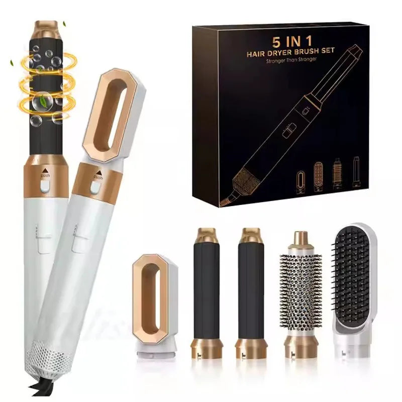 5 in 1 Hair Curler Hot Comb Set Professional Curling Iron Hair Straightener Styling Tool Airwrap Hair Dryer Household Peaceful Pleasures Health and Wellness A US