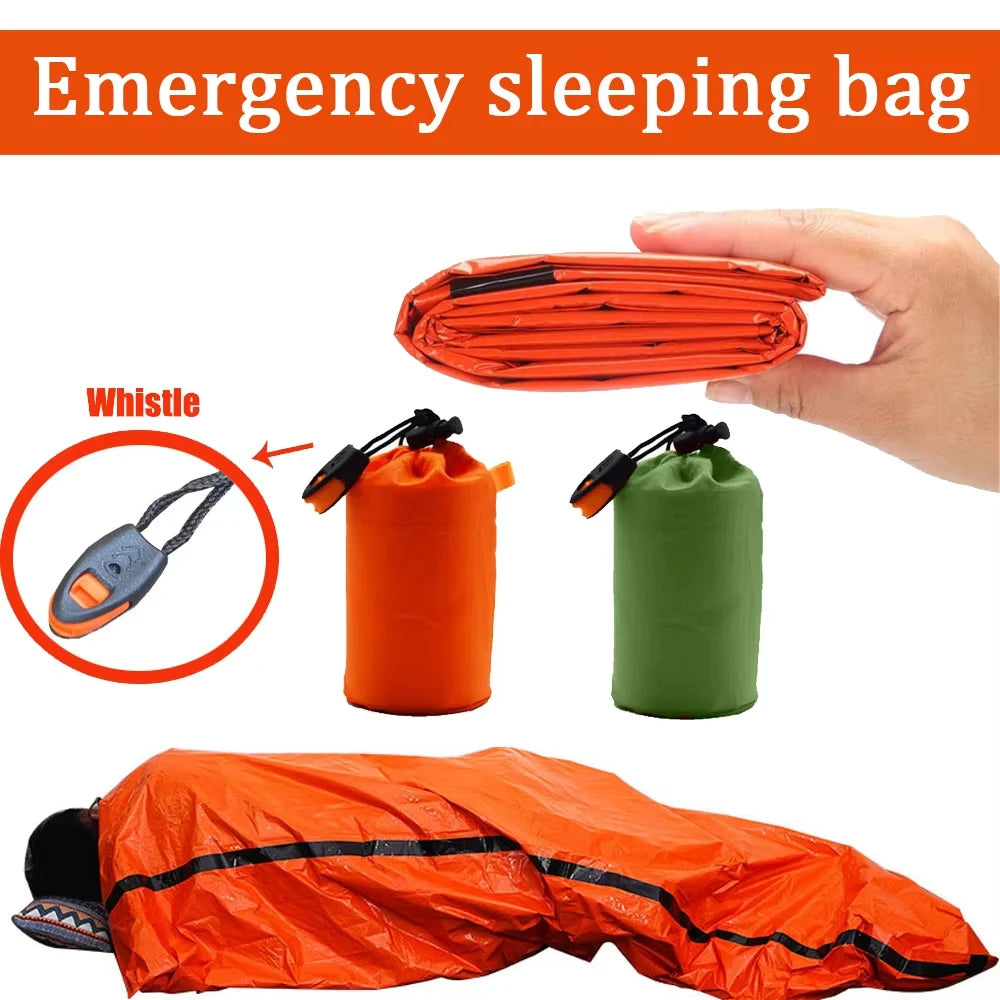 Portable Insulated sleeping bag Waterproof Emergency Survival Outdoor Edc Camping Gear Thermal Sack First Aid Rescue Kit Mylar Peaceful Pleasures Health and Wellness