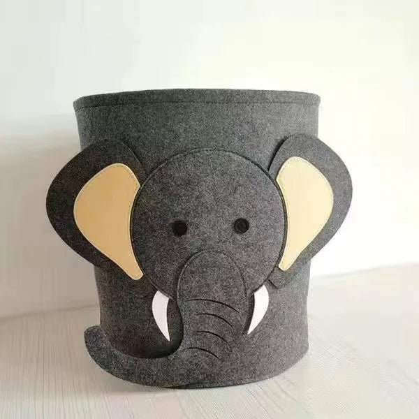 Felt Cartoon Toy Storage Basket – Kids Nursery Hamper Organizer