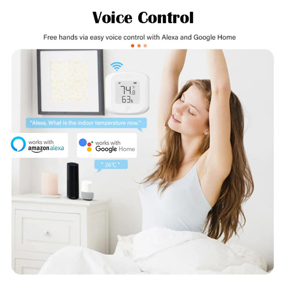 HOMEFISH Smart WiFi/Zigbee Temperature and Humidity Sensor Hygrometer Thermometer with LCD Display Support Alexa Google Home Peaceful Pleasures Health and Wellness