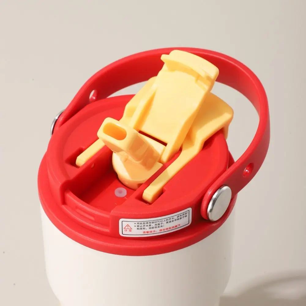 New Ceramic Liner Insulated Cup 450ML Handle Vacuum Mug Double drinking straw Water Bottle Gifts Peaceful Pleasures Health and Wellness