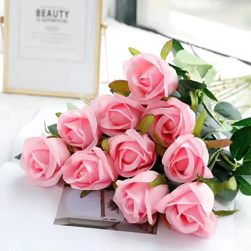 Artificial Silk Rose Bouquet | Wedding & Home Decor Fake Flowers
