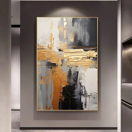 Modern Abstract Hand Drawn Thick Texture Oil Painting On Canvas Pure Hand Drawn For Home Wall Decor Mural For Living Room Bedroo Peaceful Pleasures Health and Wellness No frame 70cmx140cm