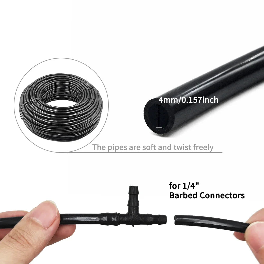5M-30M Garden Brass Misting Cooling System Irrigation Watering 1/4'' Atomizer Nozzles 4/7mm Hose for Outdoor Greenhouse Pot Peaceful Pleasures Health and Wellness